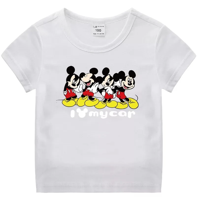 Disney домашняя одежда с Минни Маус из мультфильма футболки хлопковые для детей