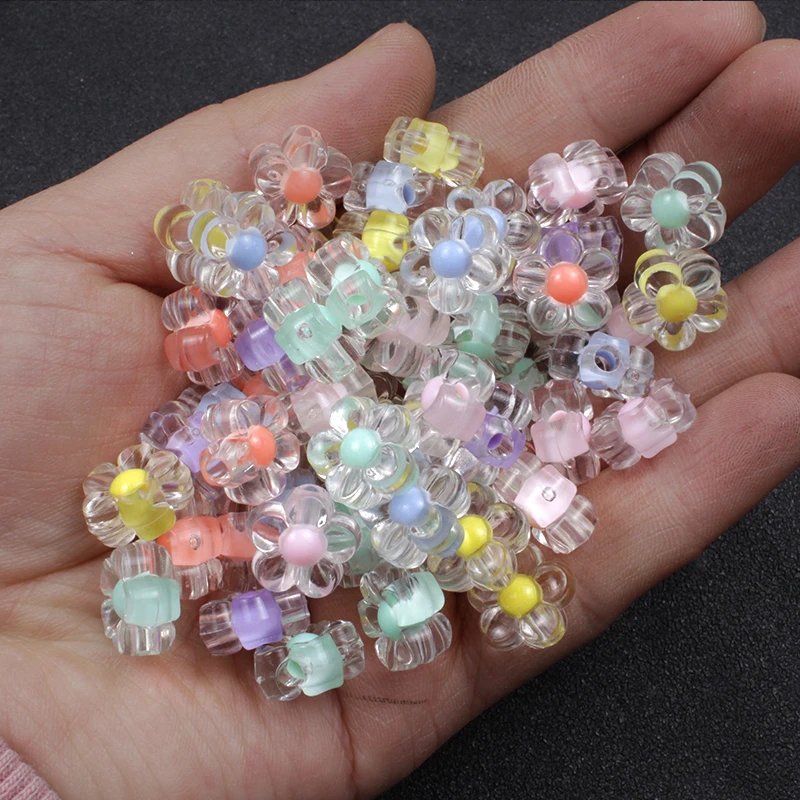 20/100 шт. цветочные акриловые цветные бусины весенние креативные прозрачные для