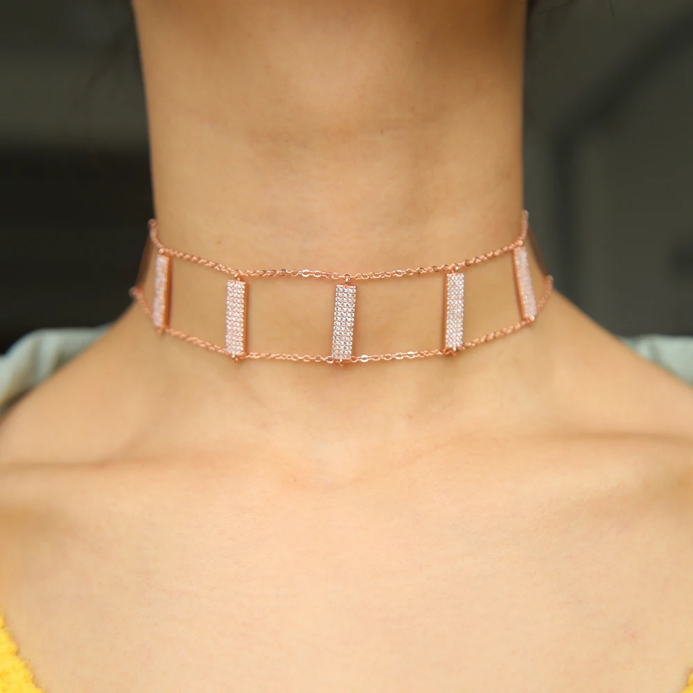 Женское Ожерелье чокер в стиле панк с фианитами|chokers necklaces for women|choker necklacebig choker