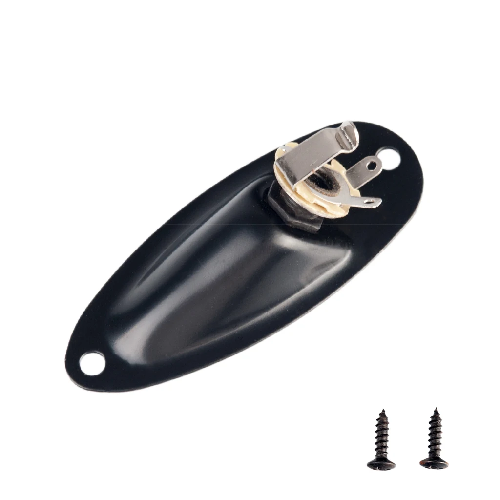 

Guitar Jack Boat Style Pickup Output Jack Plate Socket Accessories Electric Guitar Part Black