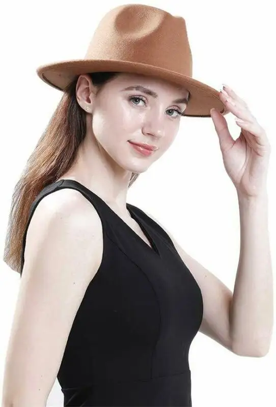 

Шляпа Женская фетровая с широкими полями, модная Панама из шерсти и фетра с леопардовым принтом, США