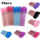 Одноразовые кисти для теней, щеточка с алмазной ручкой для туши, спонж-аппликатор, косметика, инструменты для макияжа, 50 шт.