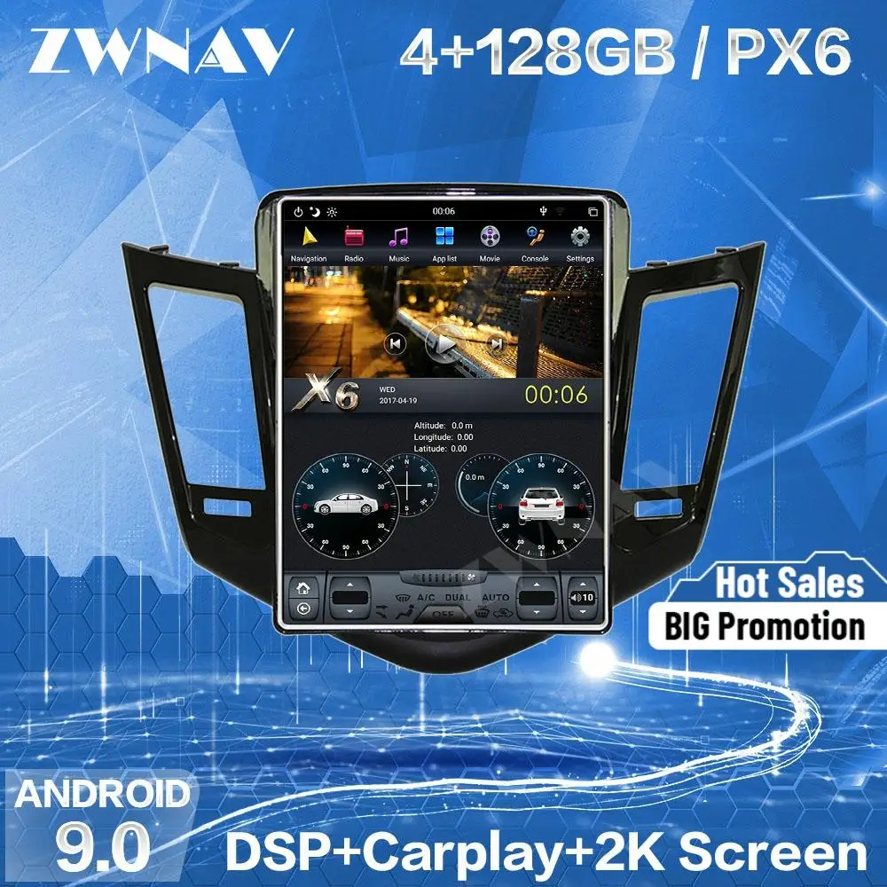 

128GB Tesla Screen Carplay For 2008 2009 2010 2011 2012 Chevrolet CRUZE Android Player GPS Unit Auto Audio Stereo Radio Recorder