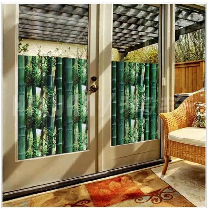3D зеленая бамбуковая статическая стеклянная оконная пленка непрозрачная Прямая