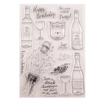 silicone clear stamps cutting dies for scrapbooking wine bottle stensicls diy paper album cards making transparent rubber stamp