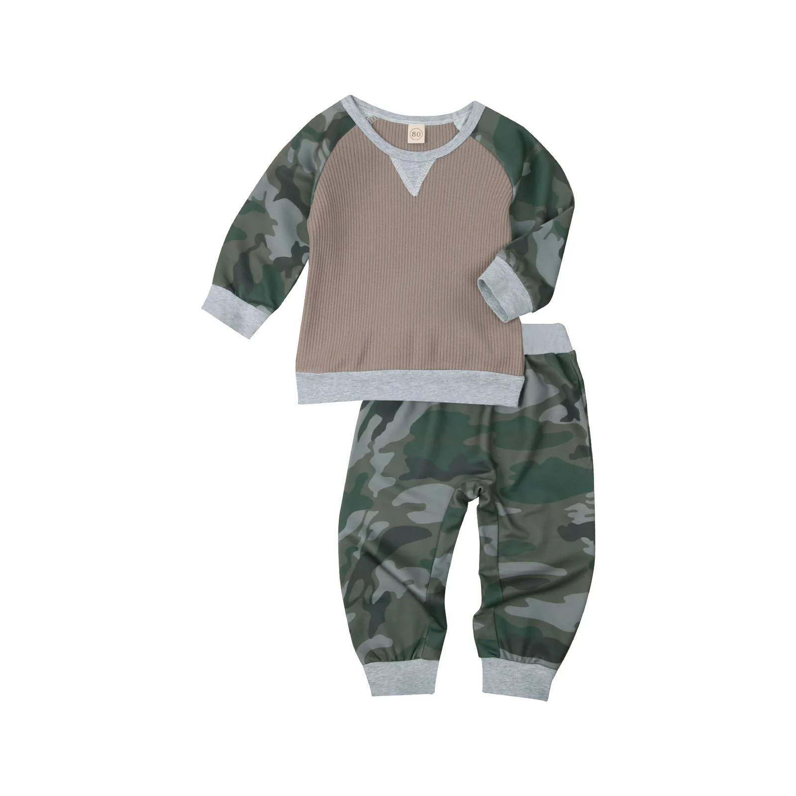 

От 0 до 5 лет Осенняя Одежда для маленьких мальчиков Комплекты с камуфляжным принтом, длинный рукав, из кусков, пуловер, топы, штаны, комплект ...