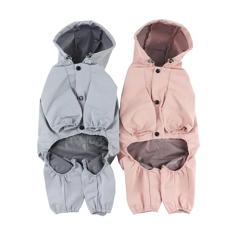 

Autumn and Winter New Dog Clothing Wholesale Waterproof Mesh Cloth Breathable Sweat Reflective Raincoat Pet Four-Legged Clothes
