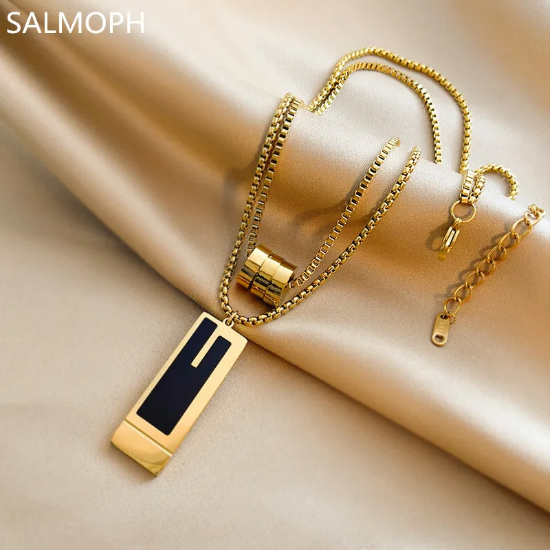 

European And American Popular Hip Hop Rock Titanium Steel Necklace Light Luxury Design Long Sweater Chain For Men Women Jewelry