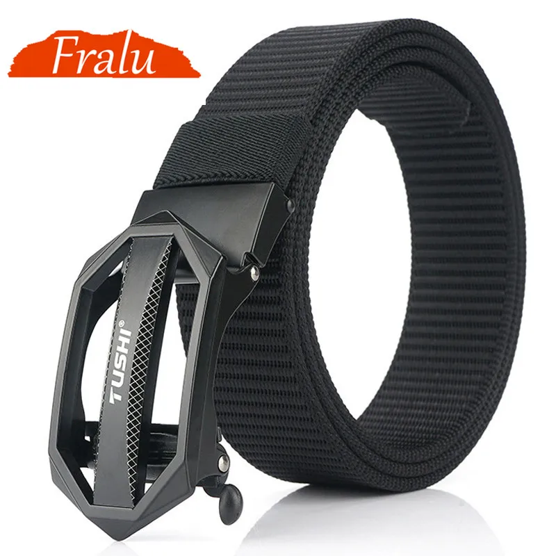 FRALU Winter Men's Casual Business Belt Automatic Buckle Nylon Belt Hot Sale Luxury Brand Official Authentic Belt