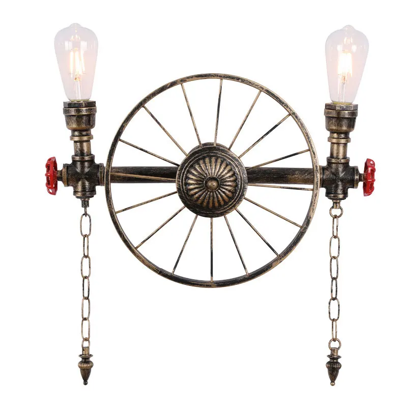 Настенная железная круглая ретро-лампа для водопроводной трубы светильник