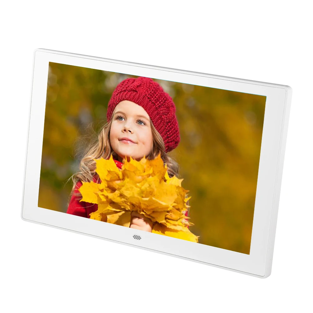 Белый Стекло, новинка, 10 дюймов, Экран ips Подсветка HD 1280*800 цифровая фоторамка электронный альбом для фотографий Музыка Фильмы Функция хорошее - Цвет: Белый