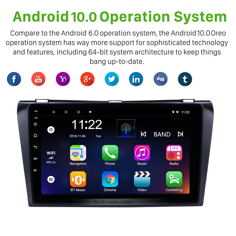 Автомагнитола Seicane с ПЗУ 32 ГБ Android 10 0 для Mazda 3 bk 2004-2013 Mazda3 радио GPS плеер поддержкой