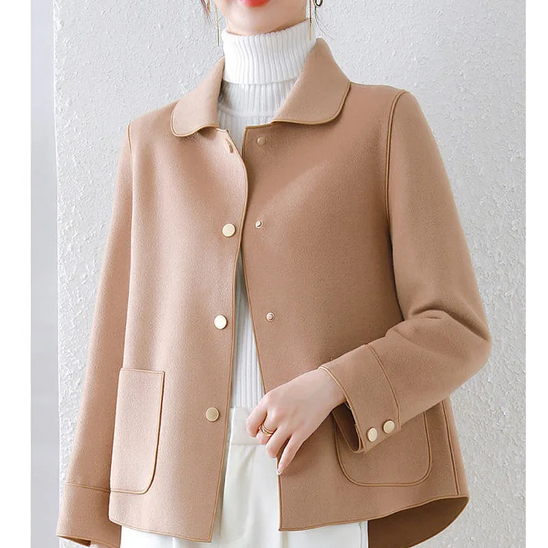 

Spring Autumn New Women Double-Sided Woolen Coat Plus Size Simple Loose Jacket Single-Breasted Short Outwear Manteau Femme Hiver
