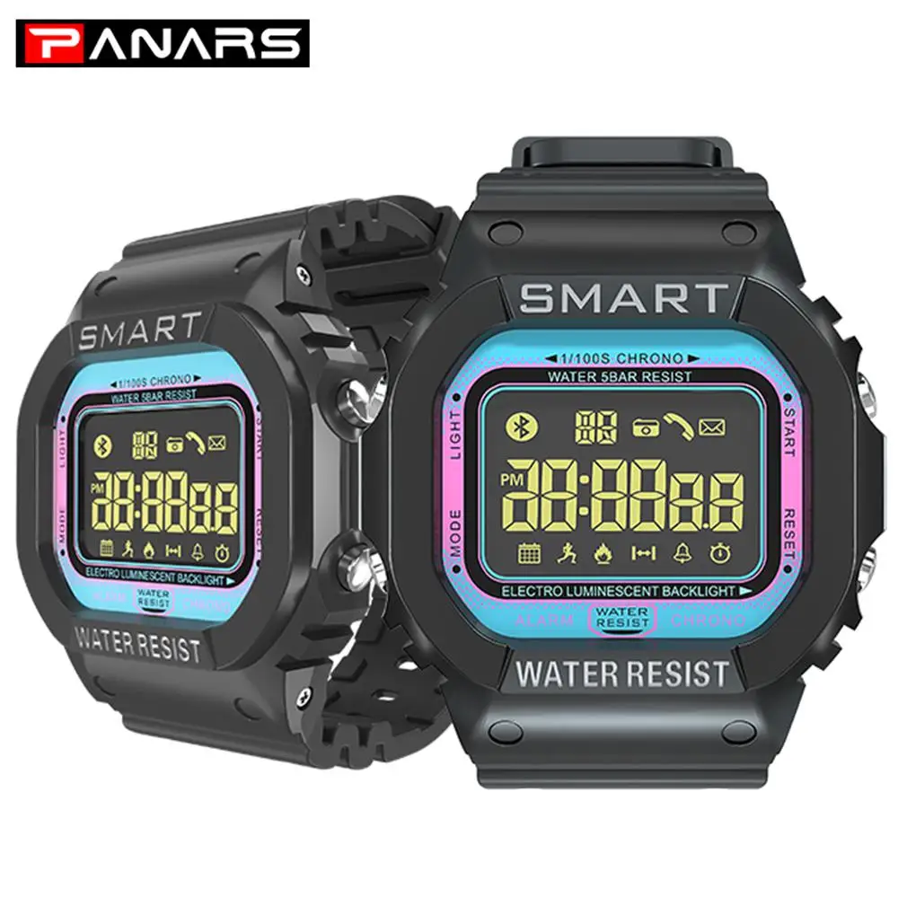 Мужские уличные Смарт часы PANARS Водонепроницаемые Яркие цифровые наручные с