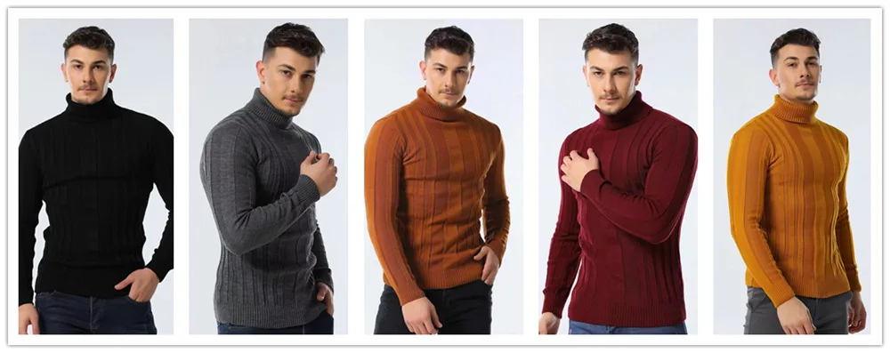

QIWN 2021 Fall New Men's Turtleneck Sweater Casual Knitwear Men's Pure Color Pullover Large Size Sweater Sweater Men