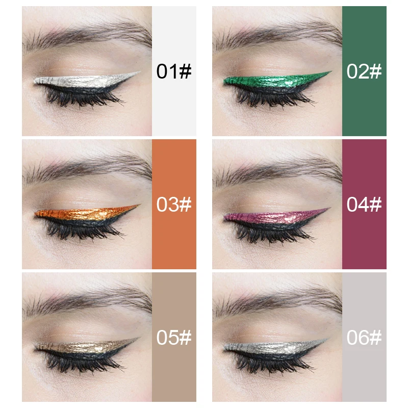 Профессиональный 6 цветов Жидкий блеск подводка для глаз женский косметический