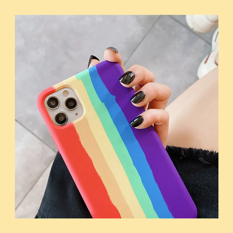

Luxury Rainbow Liquid Silicone Phone Case for IPhone 11 Pro Max 7 8 Plus SE 2020 X XR XS Max Colorful Shockproof Tpu Case Cover