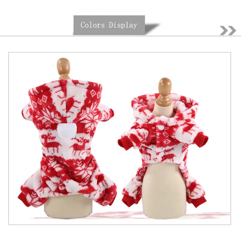 

Pet Winter Reindeer Elk Christmas Hoodies Fleece Warm Festival Costume 4 Legged Thickening Hooded Coat