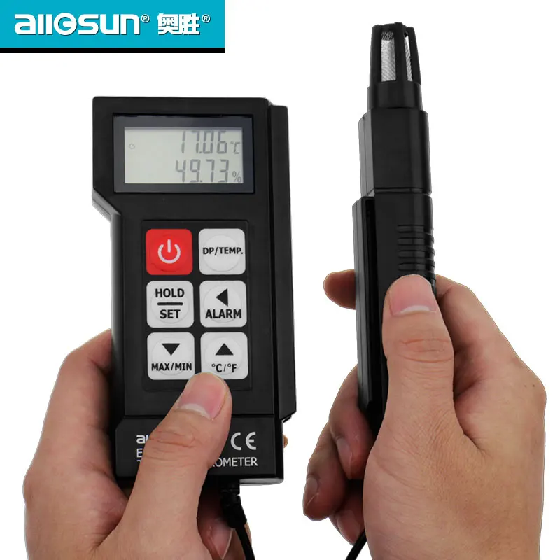 

Aosheng portable high precision electronic thermometer with probe digital memory temperature and humidity control meter for