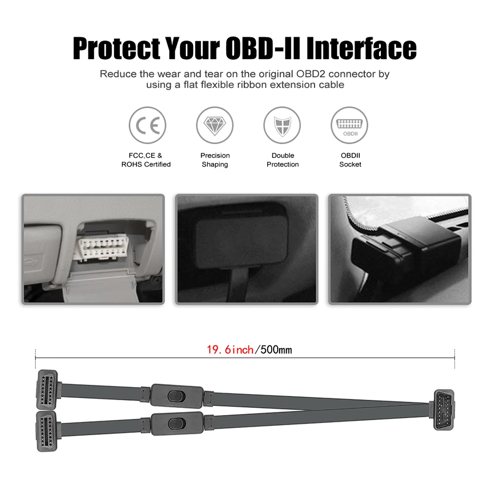 Удлинительный кабель полный 16 pin 2 в 1 с переключателем obd obd2 Pin OBD2 Y сплиттер штекер