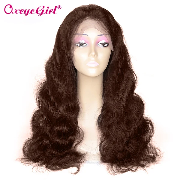 #2 Oxeye girl 13x4 бесклеевая кружевная передняя часть человеческих волос парики предварительно сорвал с волосами младенца не линяет бразильский парик для тела волнистые волосы remy - Цвет: #2
