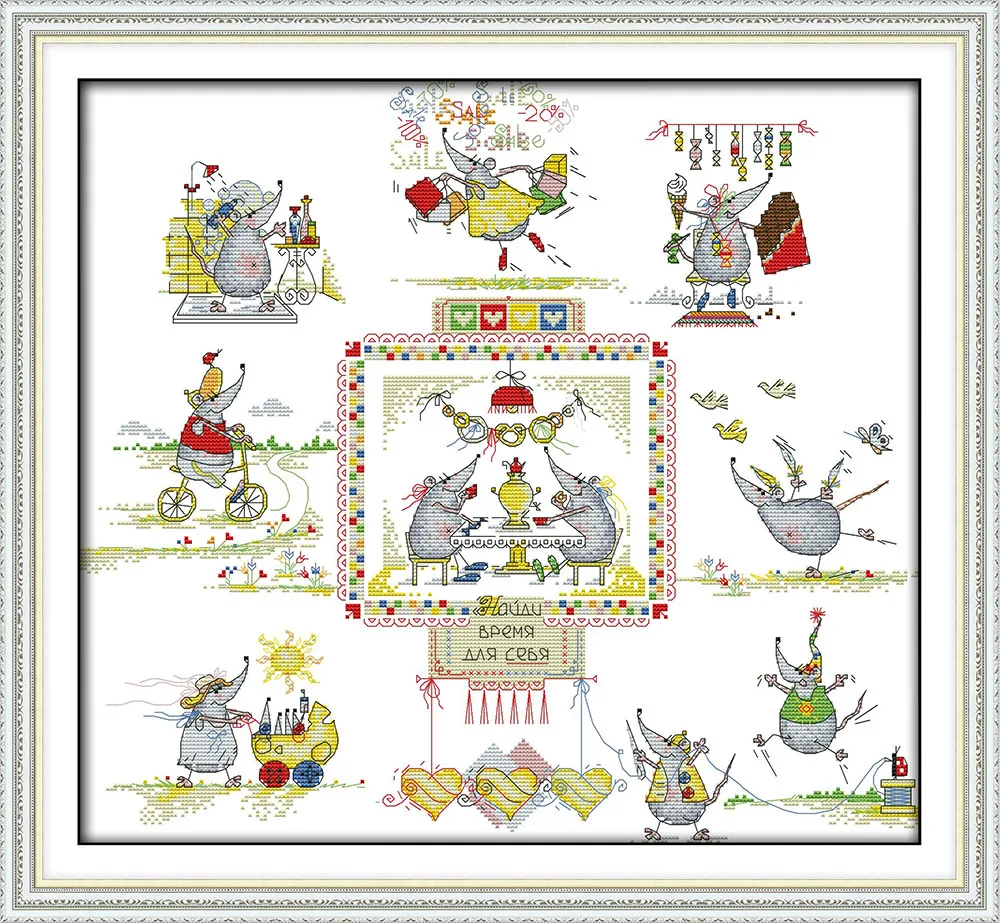 

The mice's wedding cross stitch kit cartoon Pattern printed on canvas DMC embroidery handmade needlework craft supplies material