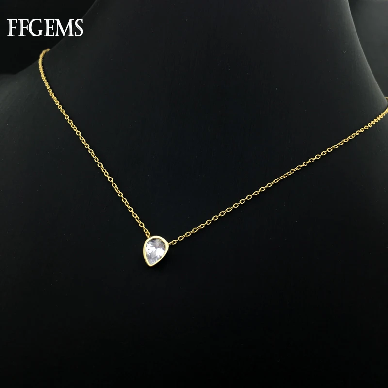 

FFGems Real 10K Gold Necklace Sterling Moissante Pendant Elegant Women Lady Fine Jewelry Wedding Party Gifts Wholesale