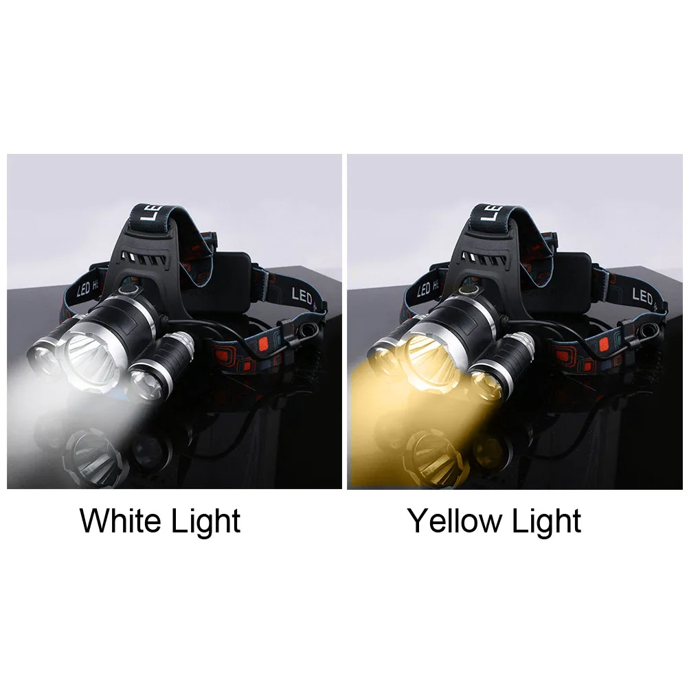 

3LED Adjustable Strap Waterproof Fishing Headlight Home Lightweight Work Camping Hiking Outdoor Sports Gifts USB Rechargeable
