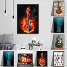 Настенная Картина на холсте с изображением гитар, инструментов, коллекций музыки, цитаты, живопись, домашний декор, модульный постер в скандинавском стиле для гостиной