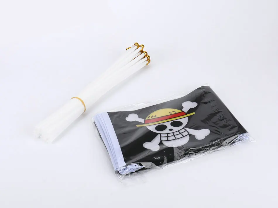 

ZXZ 100pcs skull roger hand flag 14*21cm small pirate flag Ponge hand waving flag with Plastic flagpole