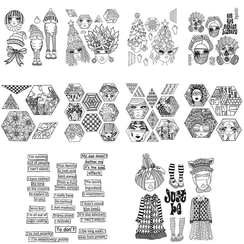 

Clear Silicone Stamps Christmas Hats Veil Face Fey Dress Shoes Clan Style Basic Phrase DIY Cards 2021 New