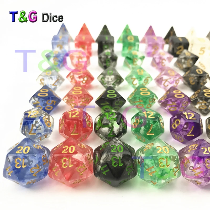 T& G крутые кости набор удивительный эффект туманности DND 7 шт d4-d20 с мешком из органзы как рождественский подарок