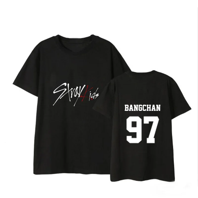 Straykids/одежда в Корейском стиле; свободная летняя футболка для студентов; Новинка; черно-белая футболка с короткими рукавами для детей