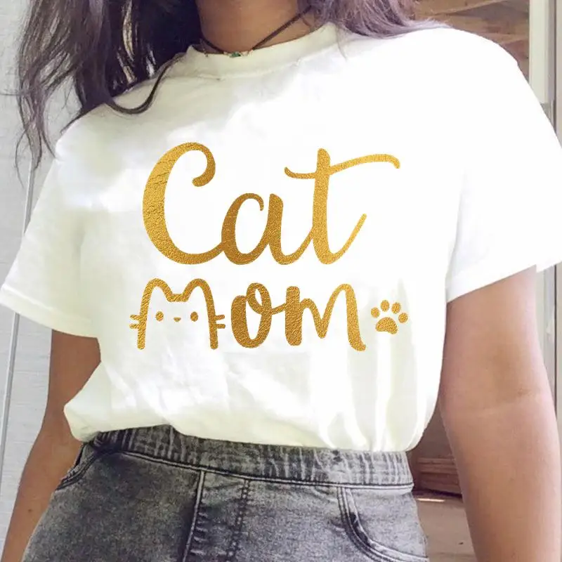 

Женская футболка с рисунком кота и букв 90-х Милая стильная модная футболка для домашних животных женский топ с мультяшным принтом Футболка ...