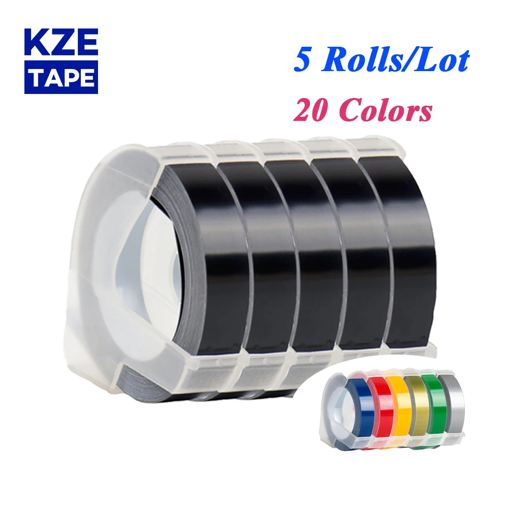 

Multicolor 5Roll 6mm 9mm 12mm 3D Embossing Label Tape Compatible Dymo 1610 12965 Manual Label printer for Motex E101 Label Maker