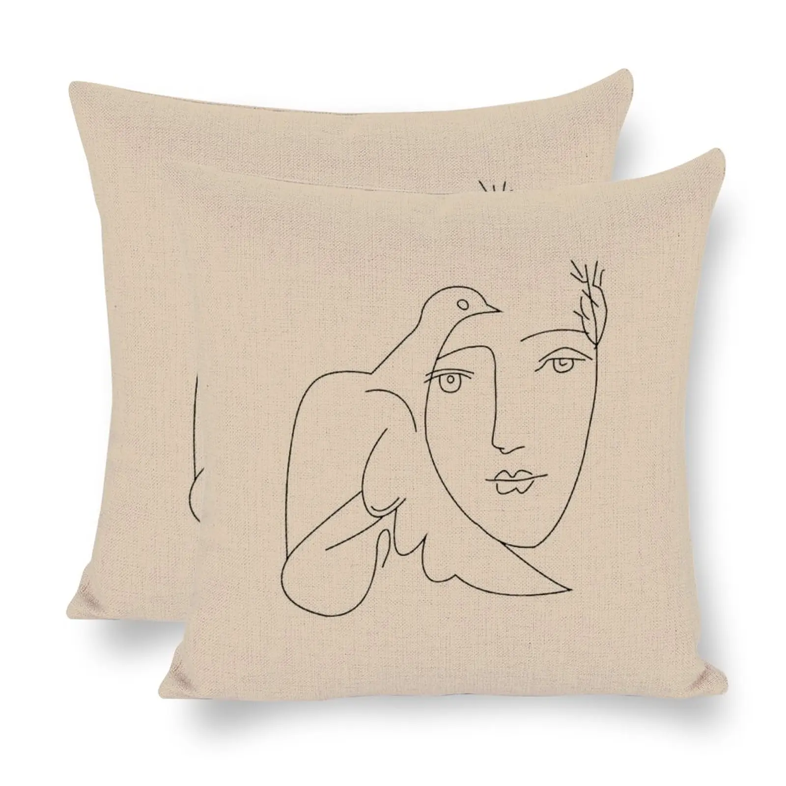 

Чехол для подушки двусторонний с изображением линии Пикассо, льняное украшение в абстрактном стиле, Минималистичная наволочка в стиле бохо...