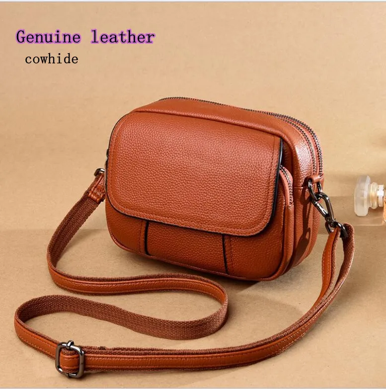 

Genuine Leather Real Cowhide Women's Casual Fashion Bag Women Messenger Bag Small Shoulder Bag Crossbody Bags for Women Handbags
