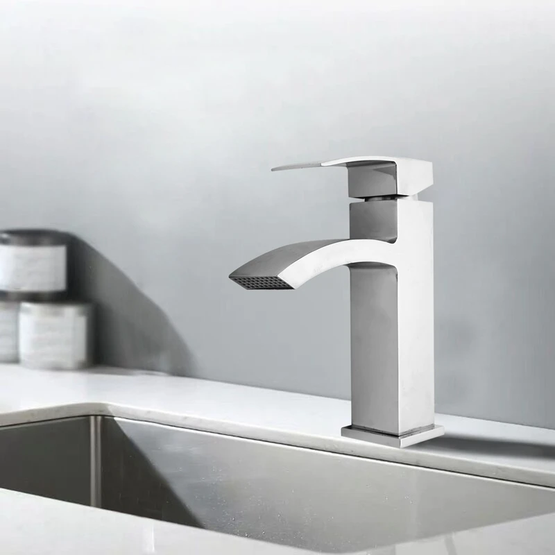 

Waterfall Basin Sink Taps Mixer Tap Monobloc Single Handle Faucet Bathroom
