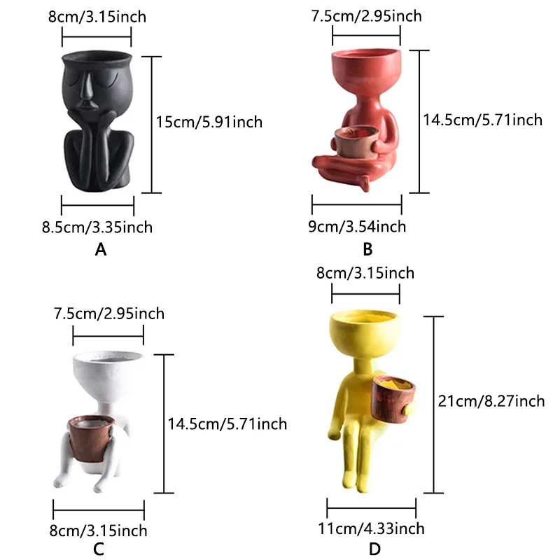 

Art Portrait Sculpture Plant Pots Decorative Nordic Creative Human Face Abstract Succulent Cactus Vase Flower Pot Ornaments