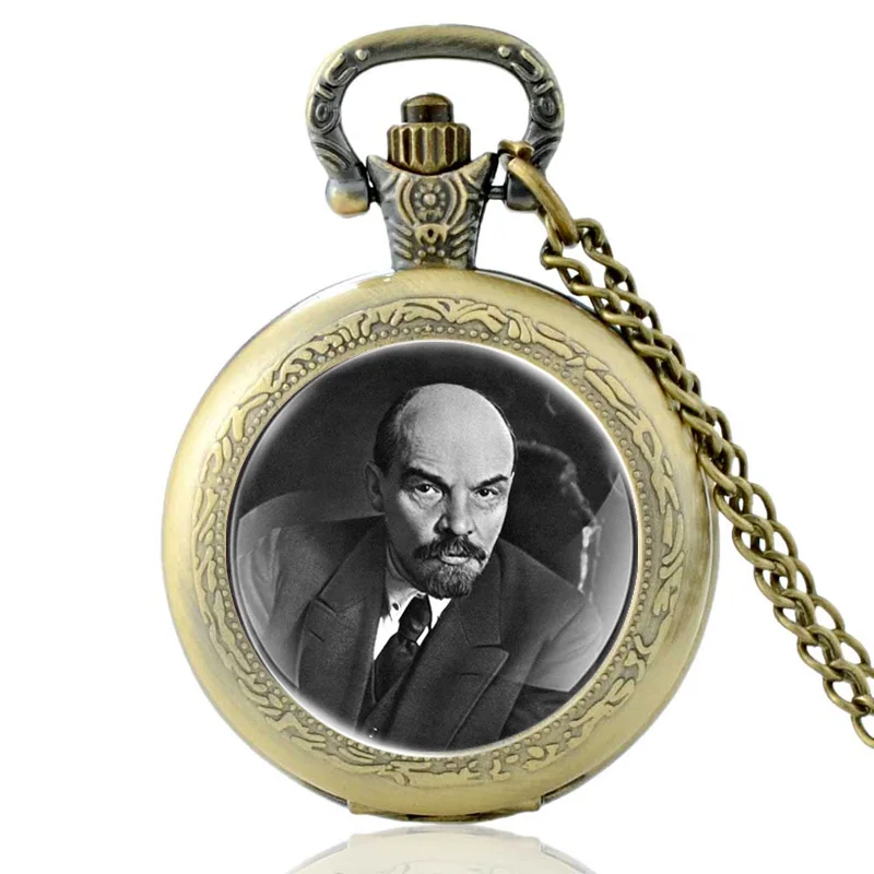 Дизайнерские винтажные кварцевые карманные часы Владимир Ильич Ульянов ле'нин, для мужчин и женщин, высококачественное ожерелье, часы