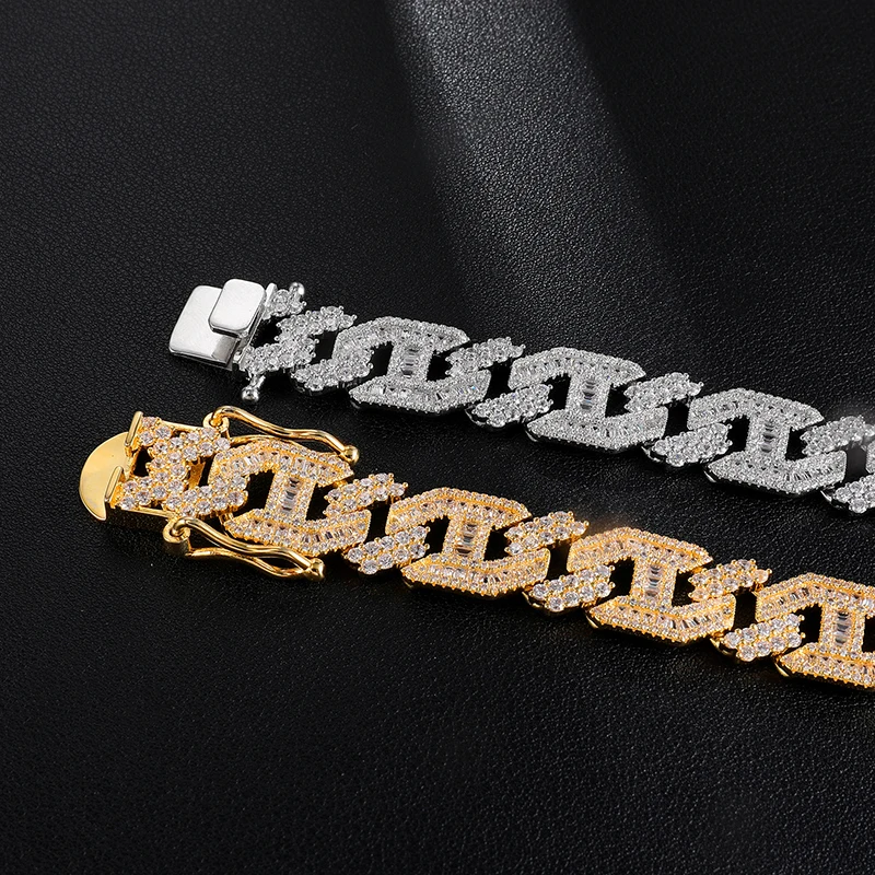 Хип-хоп 15 мм тяжелая багета Майами циркониевая кубинская цепочка ожерелье AAA CZ с