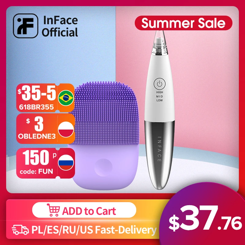Inface обновленная версия очищающей щетки для лица и вакуумное средство удаления