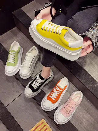 

2021 spring and autumn new thick-soled muffin wedge heel lace casual all-match flat-soled women's shoes