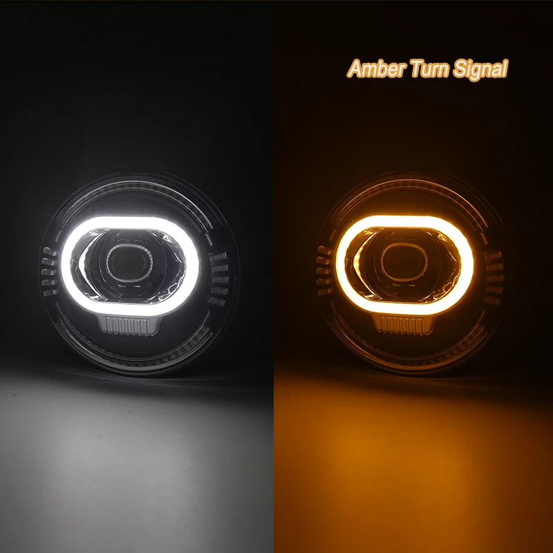 For Jeep Wrangler JK 7inch RGB LED Headlights with Amber Turn Signal Bluetooth control Lights Controlled Halo Ring . | Автомобили и