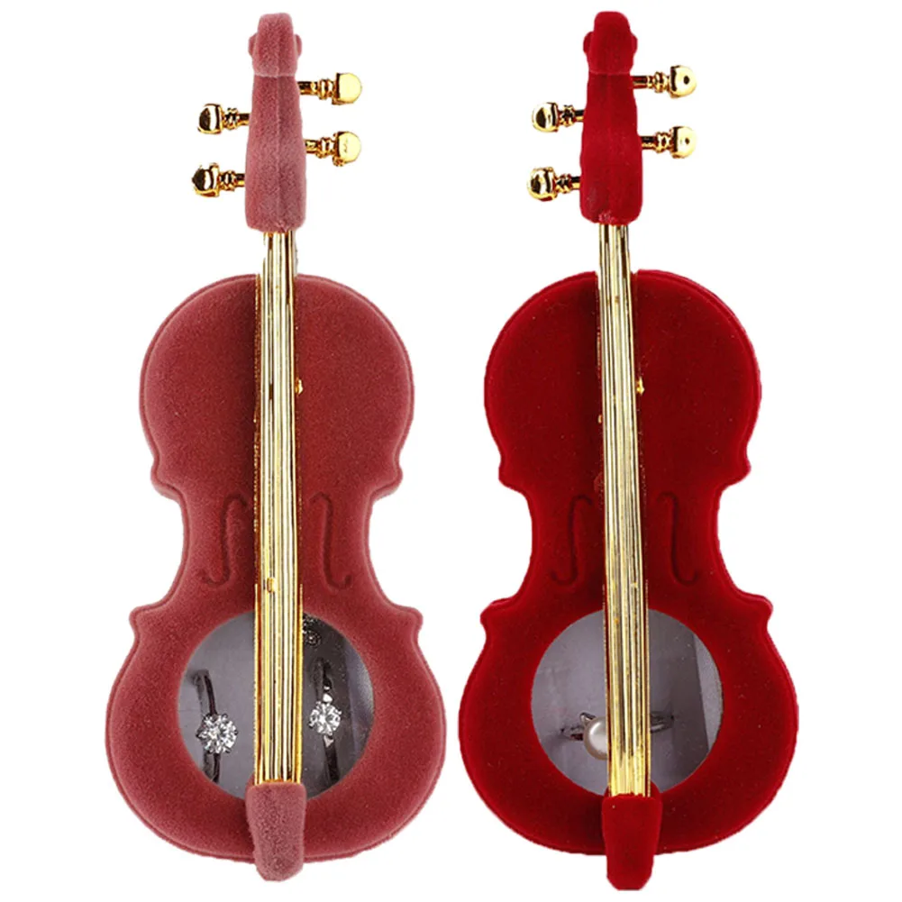 Бархатная Подарочная коробка для ювелирных изделий в форме скрипки свадебного