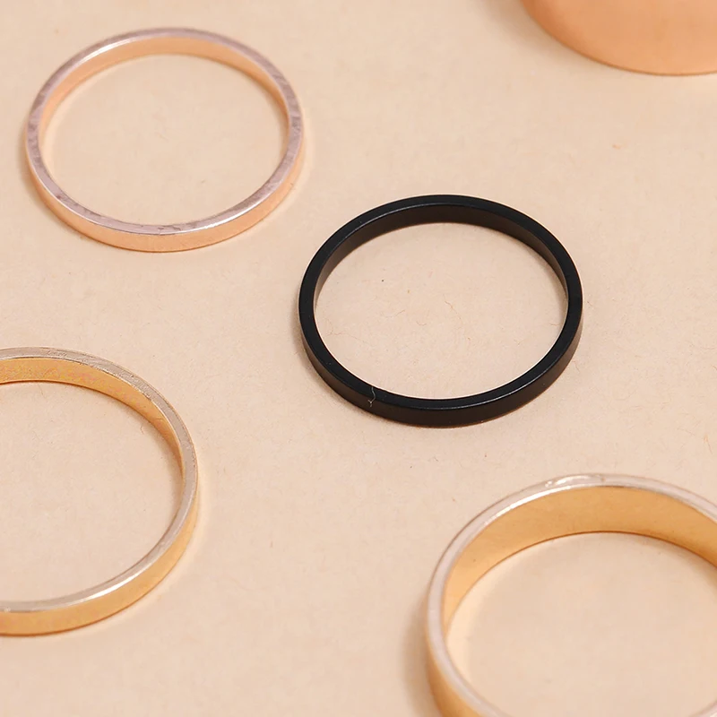 13 шт./компл. панк набор колец для женщин простые гладкие золото Цвет серебро