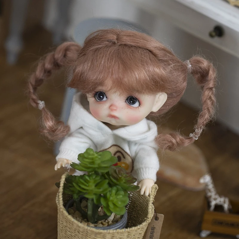 Супер кукольный парик 1/8 BJD милый мохеровый с двумя косичками для куклы волос