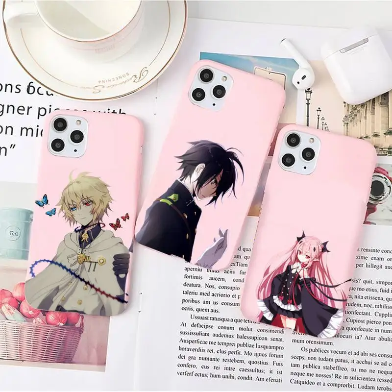 

seraph of the end Japan anime Phone Case Candy Color for iPhone 6 7 8 11 12 s mini pro X XS XR MAX Plus