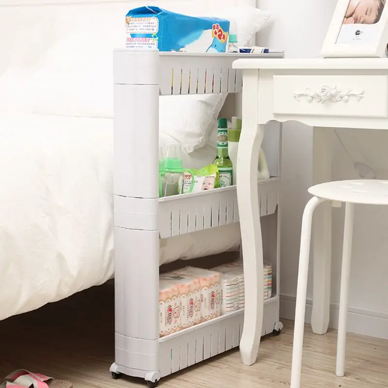 

Mobile Shelving Unit Organizer with 3 Large Storage Baskets, Slim Slide Out