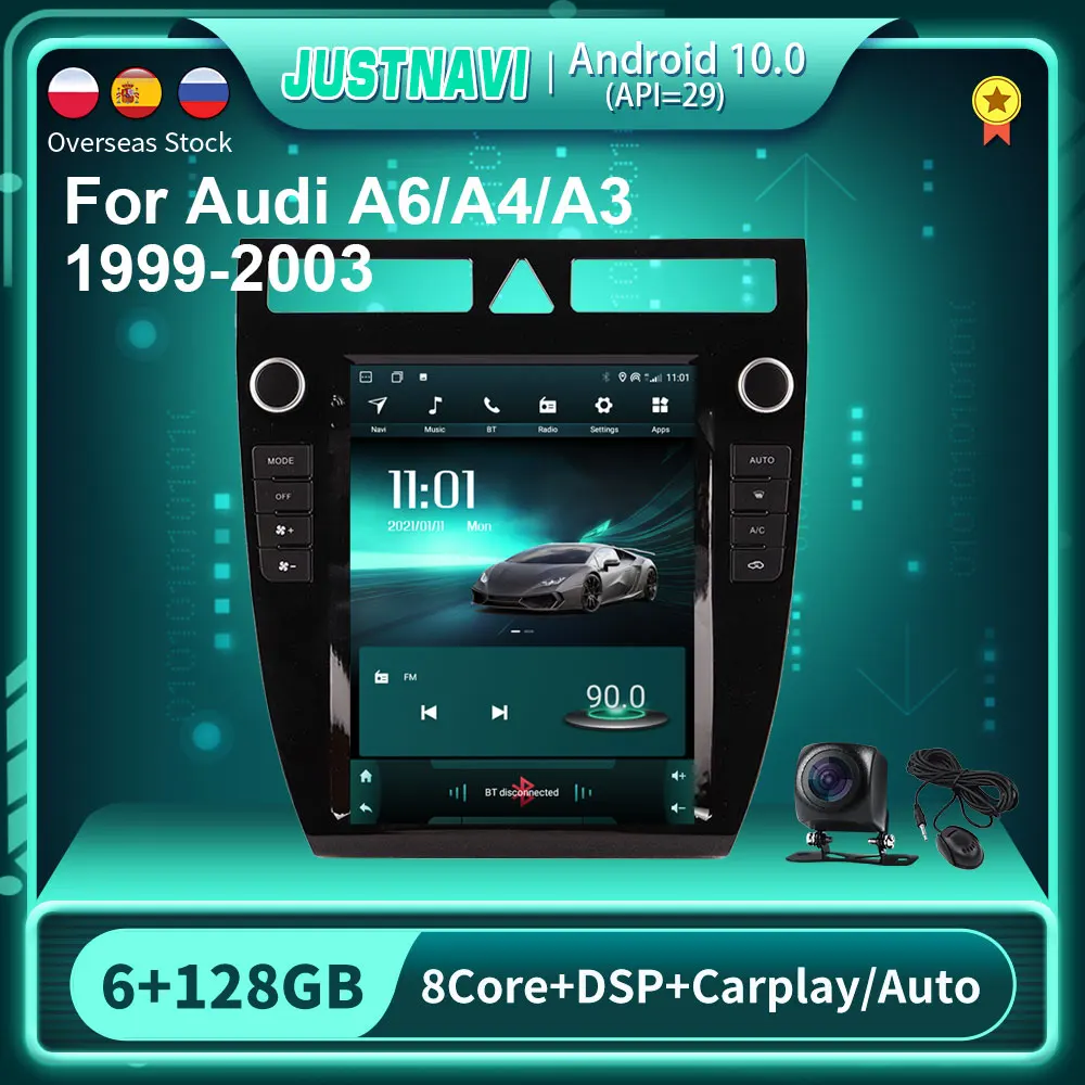 

1280*720 IPS Android 10.0 GPS Car Radio Multimedia Player For Audi A6 A4 A3 1999 - 2003 Vertical Screen DSP Carplay Stereo 2 din
